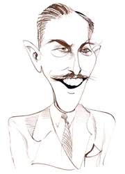 Walt Disney, American film producer, business magnate, cartoonist and animator; caricature